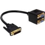 👉 Zwart active computer vrouwen 30 cm DVI 24 + 5 pins male naar 2 VGA vrouwelijke splitterkabel (zwart) 6922094520193