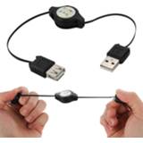 Intrekbare USB 2.0 AM naar USB AF-kabel, lengte: 75 cm (zwart)