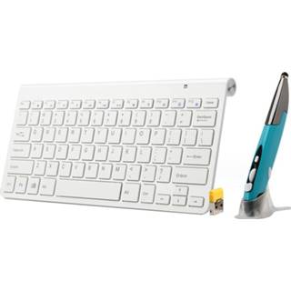 👉 KM-909 2,4 GHz draadloos multimediatoetsenbord + draadloze optische penmuis met USB-ontvangerset voor computer pc-laptop, willekeurige penmuis Kleuraflevering (wit)
