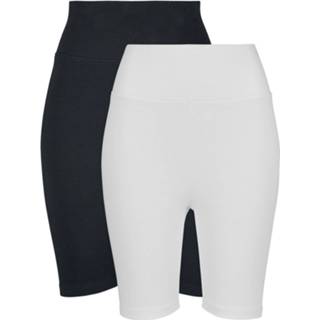 👉 Broek zwart wit korte vrouwen meisjes Urban Classics Ladies Hight Waist Cycle Shorts Double Pack Girls (kort) zwart-wit 4053838552803