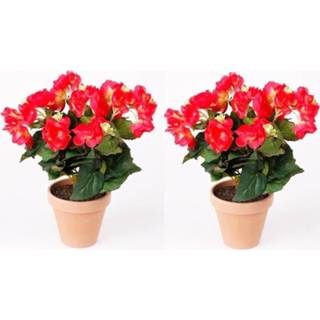 👉 Kunstplant roze 2x Kunstplanten Begonia 30 cm