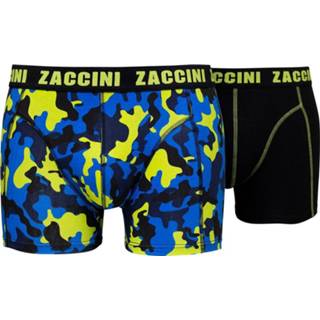 👉 Boxer short elastaan male multi s|m|l|xl|xxl zwart limoen blauw Zaccini boxershort 2-pack blue camo, black and lime