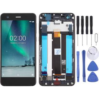 👉 Digitizer zwart active LCD-scherm en volledige montage met frame zijtoetsen voor Nokia 2 N2 TA-1007 TA-1029 TA-1023 TA-1035 TA-1011 (zwart)