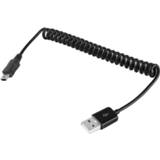 👉 Zwart active computer Mini 5-pins USB naar 2.0 AM opgerolde kabel / veerkabel, lengte: 25 cm (kan worden verlengd tot 80 cm) (zwart) 6922550571103