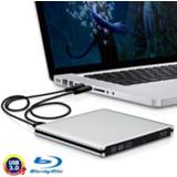 👉 USB 3.0 aluminium draagbare dvd / cd herschrijfbare Blu-ray-drive voor 12,7 mm SATA ODD / HDD, Plug and Play (zilver)