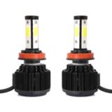 👉 2 STUKS X6 H8 / H11 36W 3600LM 6500K 4 COB LED-autokoplamplampen DC 9-32V Wit licht (zwart)