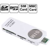 👉 Kaartlezer wit active computer USB universele kaartlezer, ondersteuning SD / MMC SIM TF-kaart (wit) 6922866998472