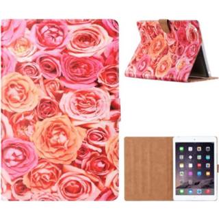 👉 Roze kunstleer rozen bloemen bookcase Geen IP certificering volledig toestel stuks FONU iPad 2 / 3 4 6013729734716