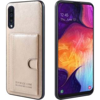 👉 Kaarthouder goud kunstleer geen opdruk backcover IP certificering FONU Met Samsung Galaxy A50 / A30s - 6013729560599