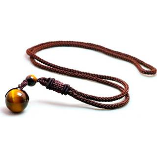 👉 Tijgeroog kraal touw mannen bruin Memphis ketting met hanger