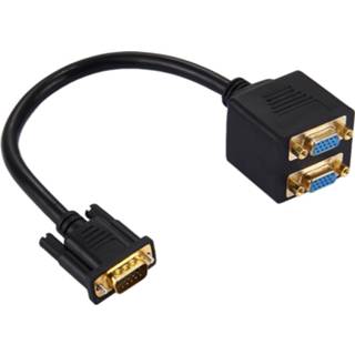 👉 Zwart active computer 30 cm VGA Male naar 2 Female Splitter Cable (zwart) 6922193134192