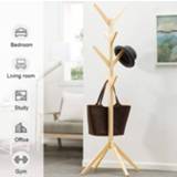 👉 Hanger Solid Wood Floor Standing Coat Racks 8 Hooks Home Furniture Storage Clothes Hanging Wooden Bedroom Drying Rack