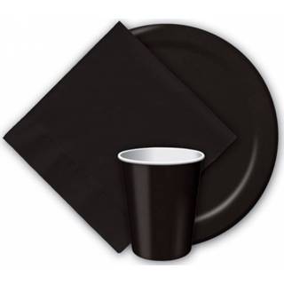 Beker papieren active zwarte 8x feest bekertjes 256 ml
