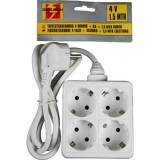 👉 Stekkerdoos wit 4-voudig vierkant met randaarde 1,5 meter