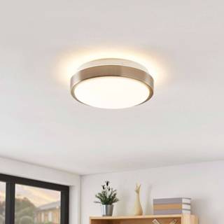 👉 Plafondlamp nikkel metaal warmwit a+ Lindby Camille LED-sensor Ø26cm
