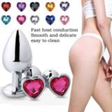 👉 Dilator 3pcs/set Metal Anal Plug Romantic Red Heart Crystal Base Mooth Butt Bead Couple Anus Ball Massager