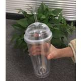 Water bottle transparent plastic 20oz Milk Tumbler with Dome Lids Double Wall Drink Cups Straw Reusable Clear Fruit Cup