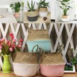 Hanging basket Rattan Straw Wicker Seagrasss Folding Laundry Flower Pot Vase Home Garden Wedding