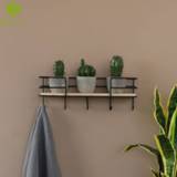 👉 Hanger New 5 Hooks Wall-hung Type Metal Decorative Wall Shelf Sundries Storage Box Iron Craft Organizer Key Rack Wood