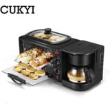 👉 Koffiezetapparaat CUKYI 3 In 1 Electric Breakfast Machine Multifunction Coffee maker frying pan mini oven household bread pizza
