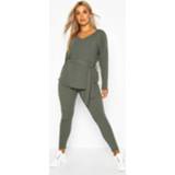 👉 Plus Soft Rib Top & Legging Co-Ord, Khaki