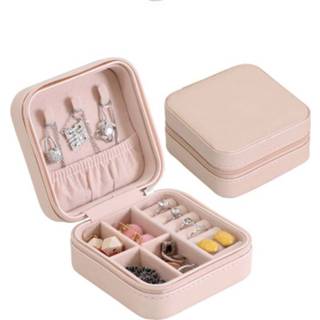 👉 Organizer leather Jewelry Box Display Travel Case Boxes Portable Earring Holder Storage Zipper Jewelers