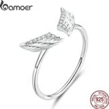 👉 Zilver vrouwen Bamoer 925 Sterling Silver Flying Wings Open Finger Rings for Women Adjustable Free Size Original Design Jewelry Bijoux BSR108