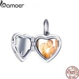 👉 Hanger zilver Bamoer Custom Photo Personalized Heart Pendant Charm for Original Silver Bracelet and Necklace Gifts Customized Jewelry BSC102