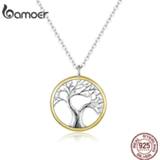 👉 Hanger zilver vrouwen Bamoer Tree of Life Pendant Necklace for Women Sterling Silver 925 Family Chain Necklaces Luxury Bijoux Collar Gifts SCN367