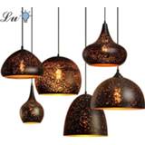 👉 Hanger Vintage Pendant Lamp Iron Loft Nordic Porous Retro E27 Etching Lampshade Bar Restaurant Industrial Wind Rust