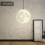 👉 Hanger Artpad Nordic 3D Printing Moon Pendant Light Ball Modern Simple Living Room Droplight Bedroom Dining Hall Home Lighting