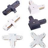 👉 Wit zwart I L T cross shape LED spot light track connector rail 2 line wires adapter linker white and black color