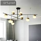 👉 Modern Chandelier Light Glass Lampshade and Iron Holder E27 LED Bulb Included for Bedroom Living Room Dining Hanging Lamp