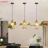 👉 Hanger Modern Plant Pendant Light Wood Glass Bottle Decor Restaurant Bar Cafe Living Room Study Lighting LED Hang Lamp