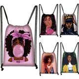 👉 Backpack bruin meisjes vrouwen Cute afro brown girl drawstring bag female travel American Africa women causal fashion storage