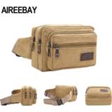 👉 Riem canvas vrouwen AIREEBAY 4-Zipper Pocket Men Waist Bag Casual Durable Pack Belt Multifunction Women Traval Outdoor Wear