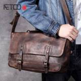 👉 Schoudertas cowhide mannen AETOO Retro make old head single shoulder bag casual man crossbody