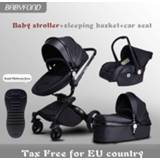 👉 EU fast sihp ! luxurious 3 in 1 baby stroller aluminium alloy baby pram leather two-way shock baby trolley with gifts umbrella