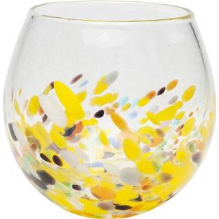 👉 Vaas geel glas active Kare Abstract Dots 19cm 4025621510963