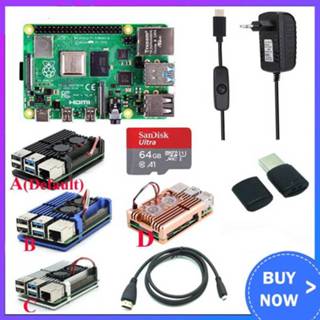 👉 Switch Original Raspberry Pi 4 Model B Kit + Aluminum Case Heat Sink 3A Power Micro HDMI Option 64 32GB SD Card |Reader