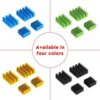 👉 Radiator donkergroen zwart blauw 4pcs Raspberry Pi 4 Heat Sink Aluminum Heatsink Cooler Kit Colden Green Black Blue for Model B