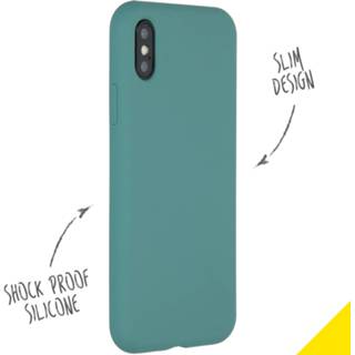 👉 Groen silicone TPU XS x unicolor unisex donkergroen Liquid Backcover voor de iPhone / - 8719295392173