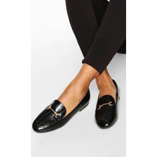 T Bar Croc Basic Loafers, Black