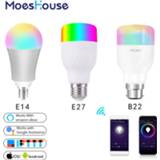 👉 Afstandsbediening WiFi Smart Light Bulb Intelligent Colorful LED Lamp 7W RGBW APP Remote Control Work with Alexa Google for Home E27 E14 B22