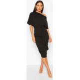 👉 Batwing Ruched Side Midi Dress, Black