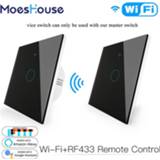 👉 Switch WiFi RF433 Transmitter Wall Panel Smart Glass Touch 1/2/3 Gang Remote Control Works with Alexa, Google Home