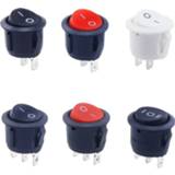 Switch rood zwart wit plastic 1pcs Red Black White ON/OFF Round Rocker Toggle 6A/250VAC 10A 125VAC Push Button 2PIN