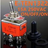 Switch oranje High Quality 1PCS E-TEN1322 15A/250V 6 pin Waterproof Cap On-Off-On Miniature Toggle Switches orange