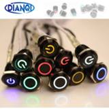 👉 Switch zwart Black Push Button 4 Pin 12mm Waterproof illuminated Led Light Metal Flat Momentary Switches with power mark 3V 6V 12V 24V