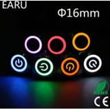 Switch rood blauw 16mm Waterproof Metal Push Button LED Light Latching Fixation Momentary Car Engine Start PC Power Red Blue 5V 12V 3-380V